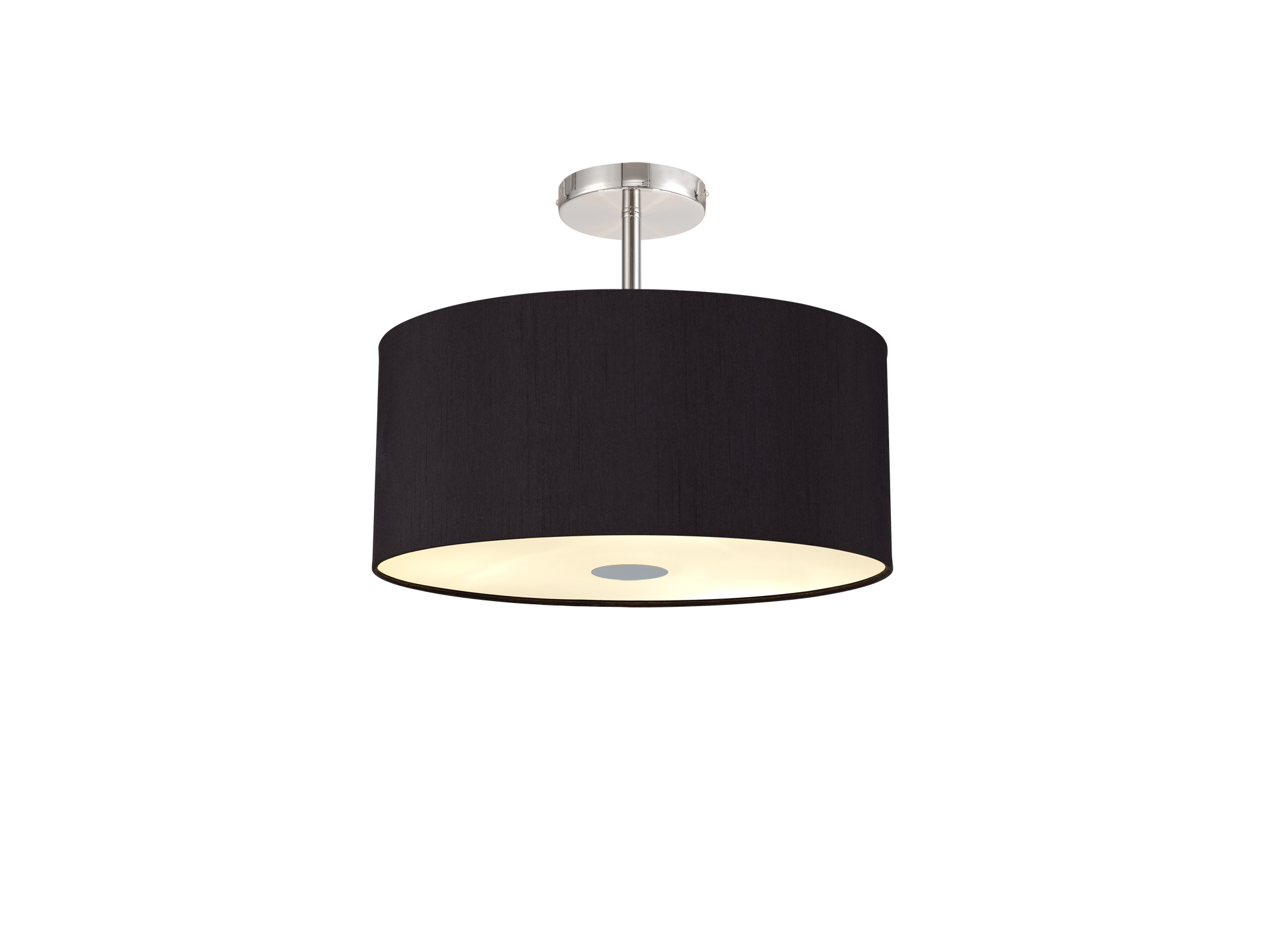 DK0485  Baymont 40cm, Drop Flush 5 Light Polished Chrome, Midnight Black/Green Olive, Frosted Diffuser